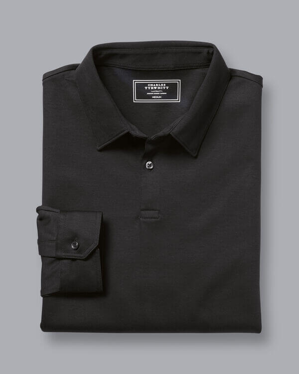 Smart Long Sleeve Jersey Polo - Black